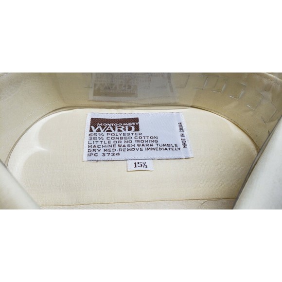 Montgomery Wards Men's Semi-Tapered Yellow Short Sleeve Dress Shirt 15-1/2 NIP - Picture 6 of 6